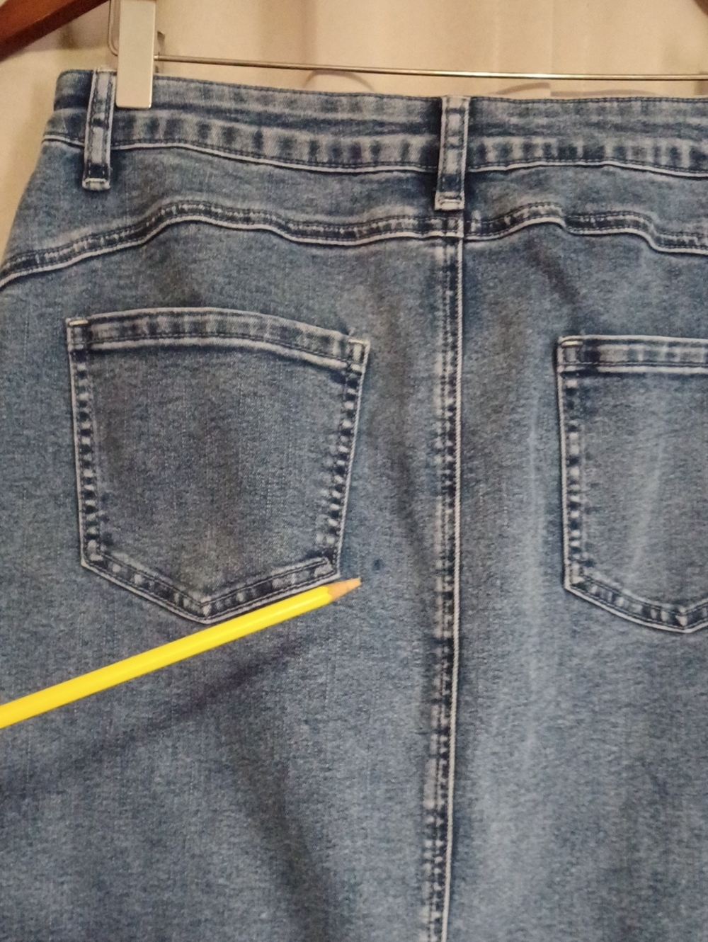 Flamingals Medium Wash Denim Button Front Split Hem Midi Skirt Pockets Stretch M - Picture 13 of 15